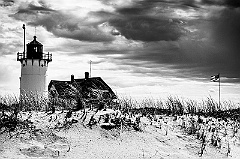 Storm Clouds By Race Point Light on Cape Cod -BW